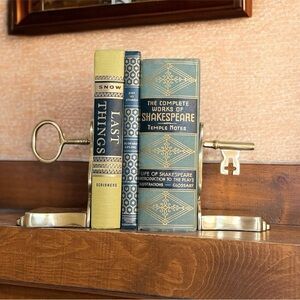 Vintage Brass Skeleton Key Bookends Gold Book Ends